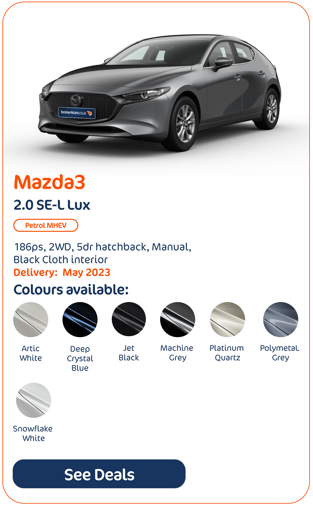 Mazda3 2.0 SE-L Lux - Click to Enquire